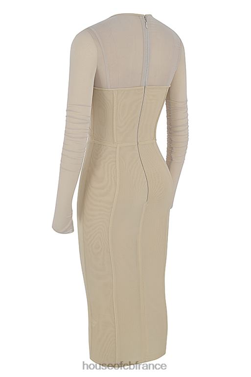 House of CB robe midi corset beige béatrice N888H528 vêtements