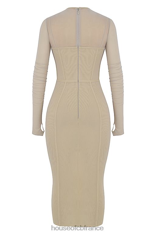 House of CB robe midi corset beige béatrice N888H528 vêtements