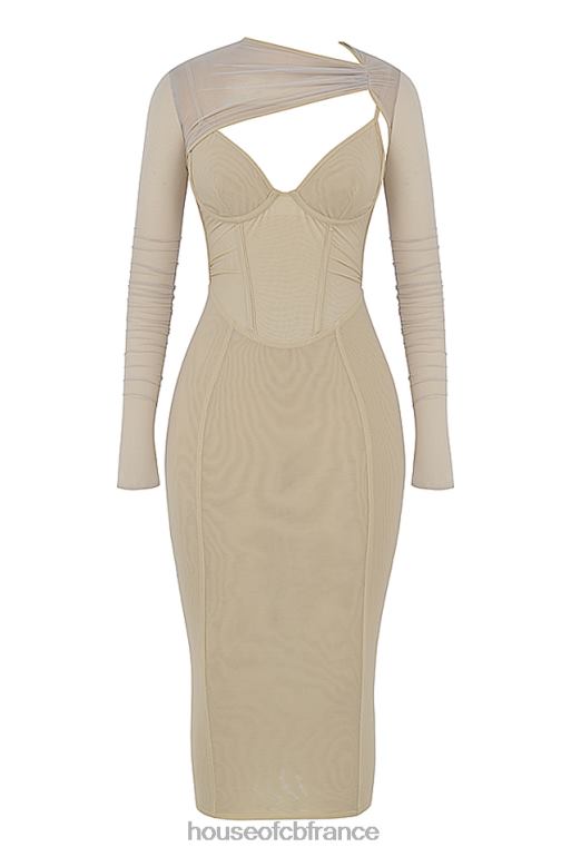 House of CB robe midi corset beige béatrice N888H528 vêtements
