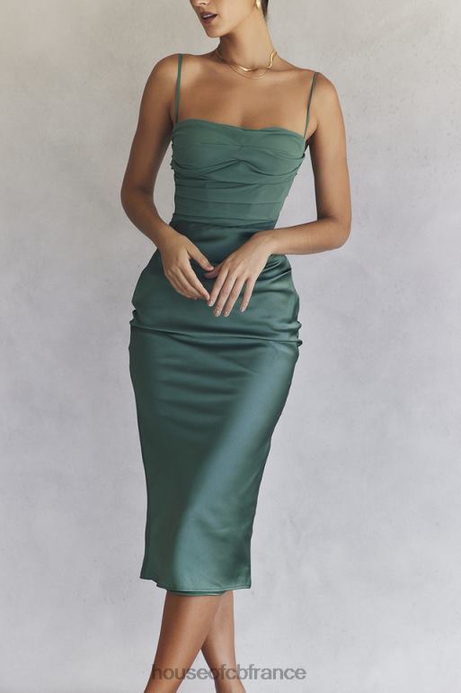 House of CB robe midi corset drapée teia forest N888H388 vêtements