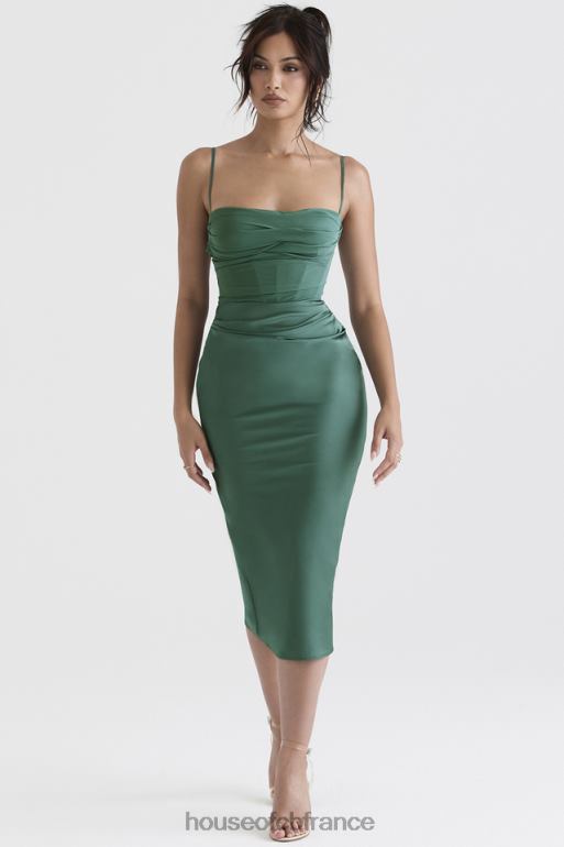 House of CB robe midi corset drapée teia forest N888H388 vêtements