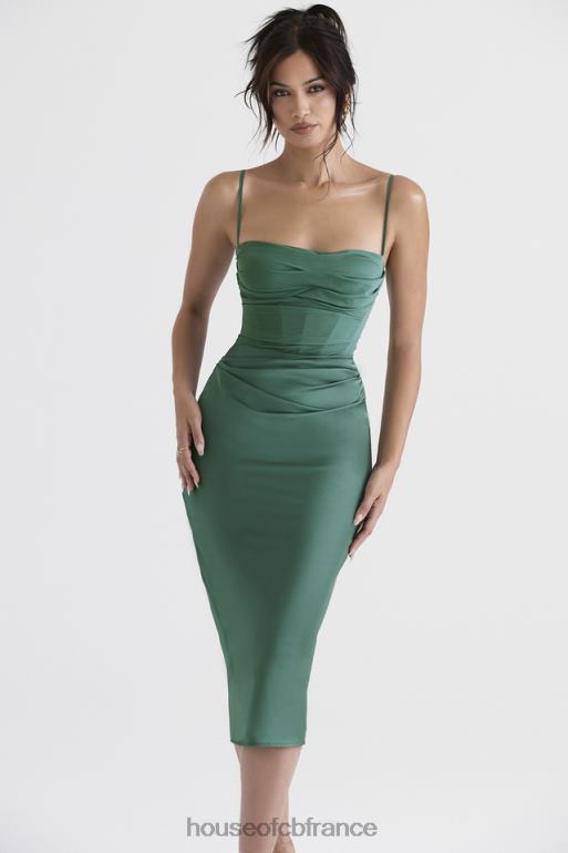 House of CB robe midi corset drapée teia forest N888H388 vêtements