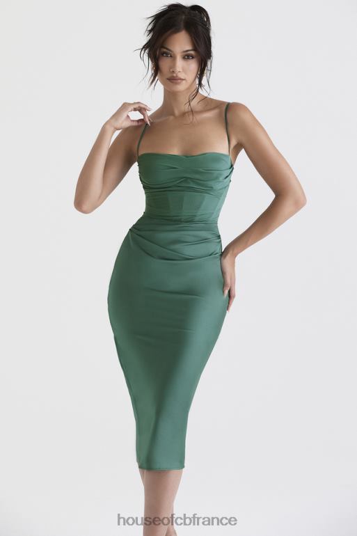 House of CB robe midi corset drapée teia forest N888H388 vêtements