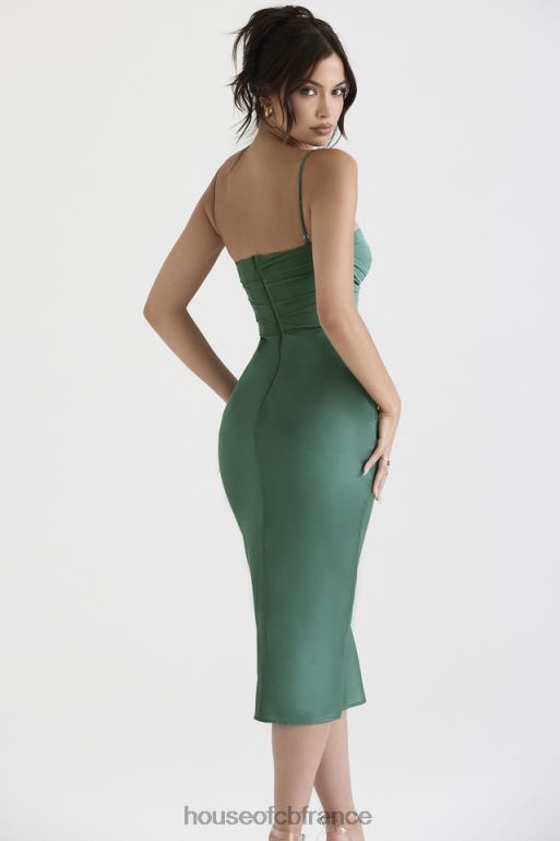 House of CB robe midi corset drapée teia forest N888H388 vêtements