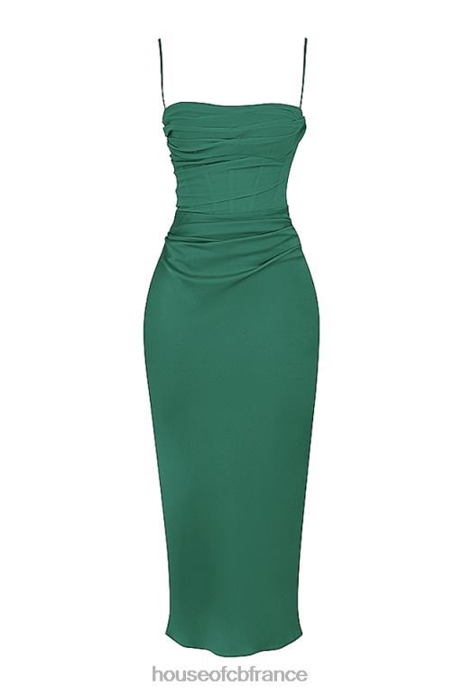 House of CB robe midi corset drapée teia forest N888H388 vêtements