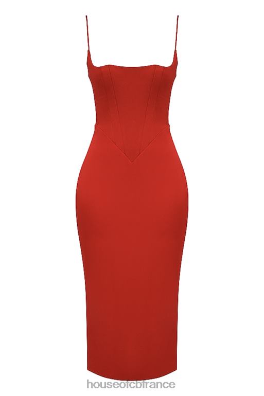 House of CB robe midi corset en satin écarlate anais N888H505 vêtements