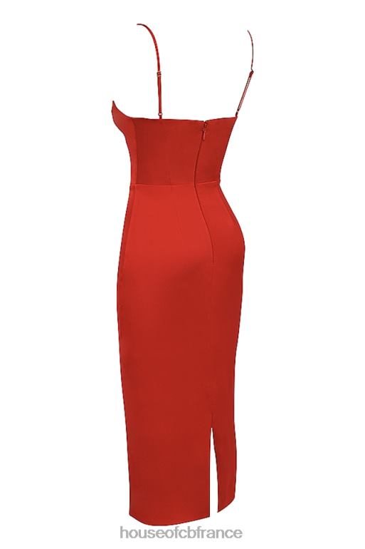 House of CB robe midi corset en satin écarlate anais N888H505 vêtements