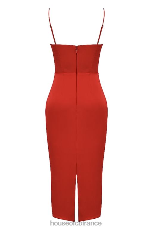 House of CB robe midi corset en satin écarlate anais N888H505 vêtements