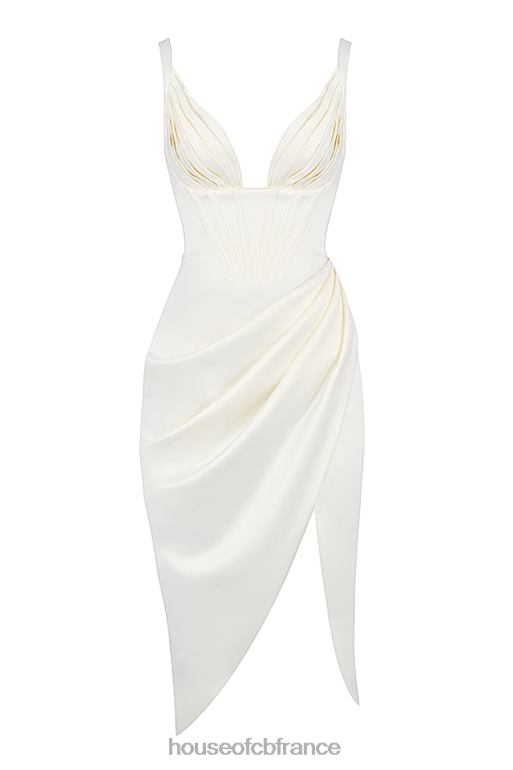 House of CB robe midi corset en satin ivoire faye N888H562 vêtements