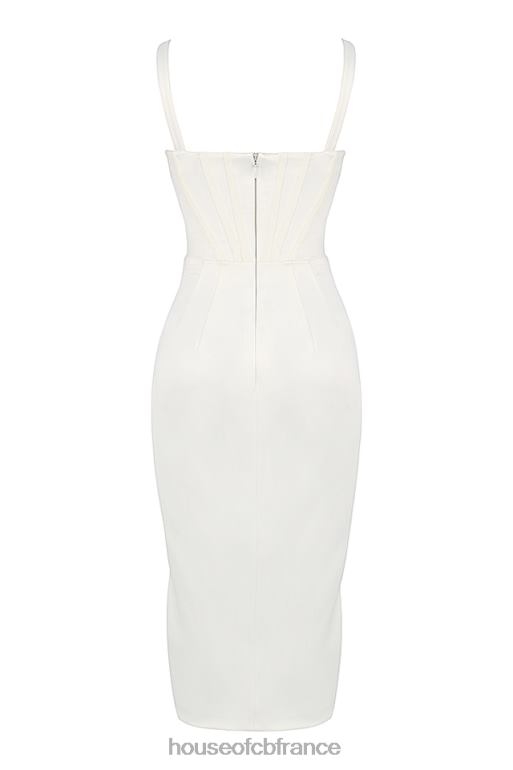 House of CB robe midi corset en satin ivoire faye N888H562 vêtements