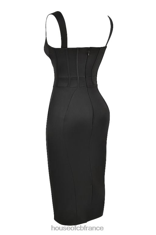 House of CB robe midi corset en satin noir fiorella N888H475 vêtements