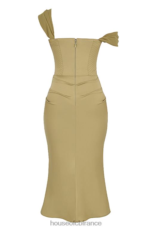 House of CB robe midi corset en satin olive natalya N888H459 vêtements