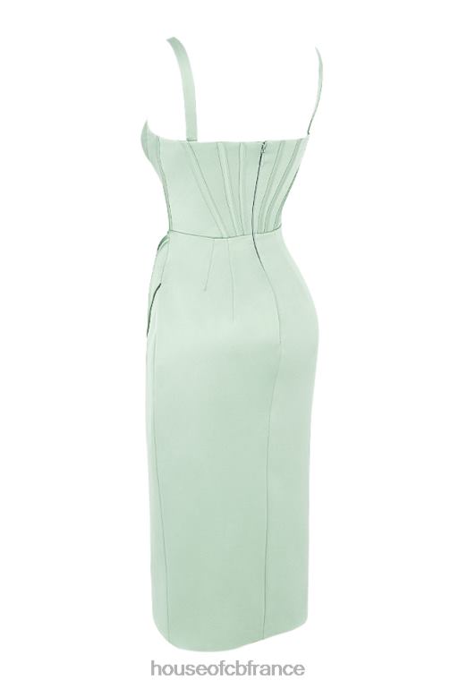 House of CB robe midi corset en satin pistache faye N888H563 vêtements