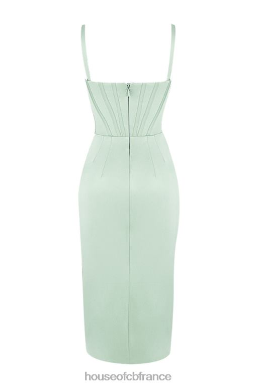 House of CB robe midi corset en satin pistache faye N888H563 vêtements