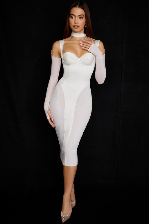 House of CB robe midi corset ivoire talika N888H518 vêtements