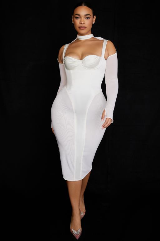 House of CB robe midi corset ivoire talika N888H518 vêtements