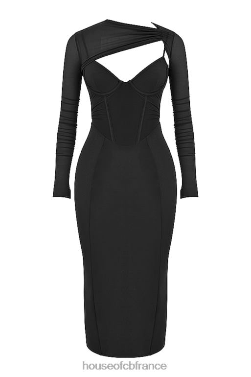 House of CB robe midi corset noire béatrice N888H513 vêtements
