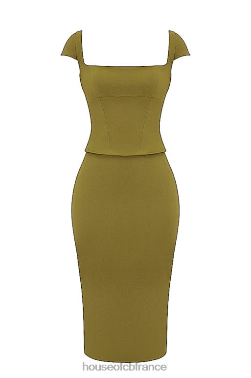 House of CB robe midi corset olive layana N888H163 vêtements