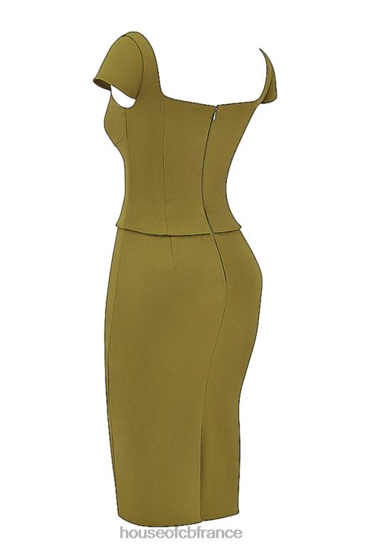 House of CB robe midi corset olive layana N888H163 vêtements