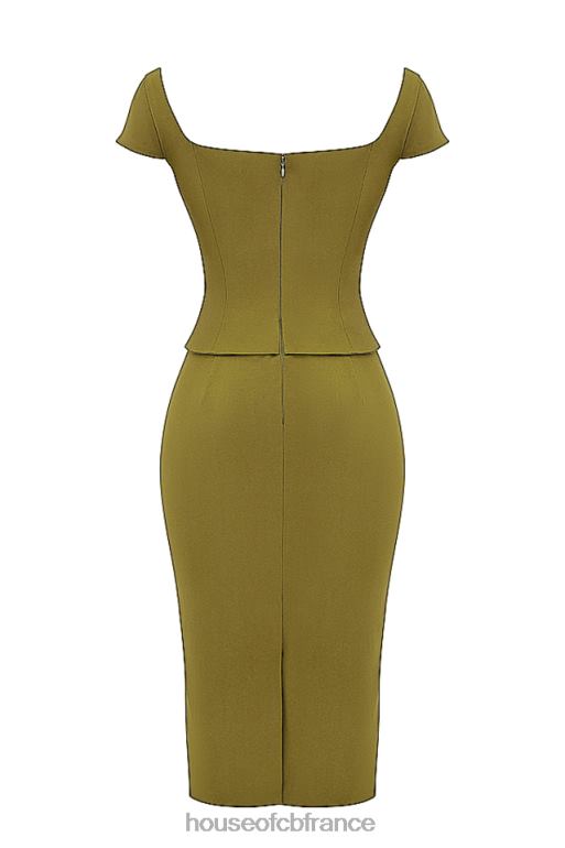 House of CB robe midi corset olive layana N888H163 vêtements