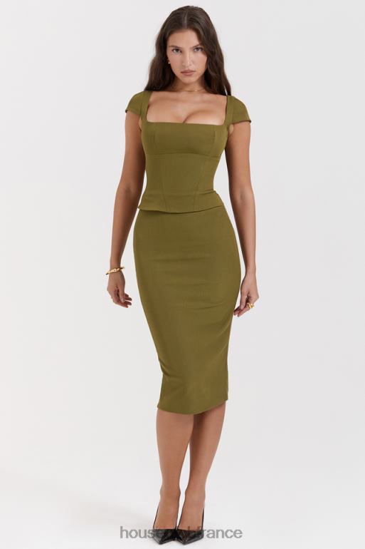 House of CB robe midi corset olive layana N888H163 vêtements