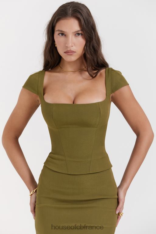 House of CB robe midi corset olive layana N888H163 vêtements