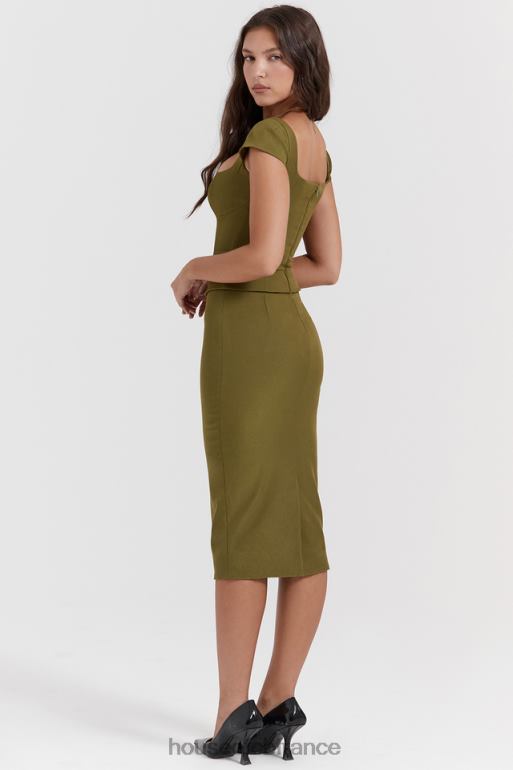 House of CB robe midi corset olive layana N888H163 vêtements