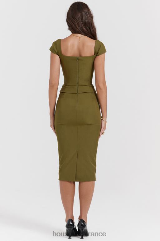 House of CB robe midi corset olive layana N888H163 vêtements