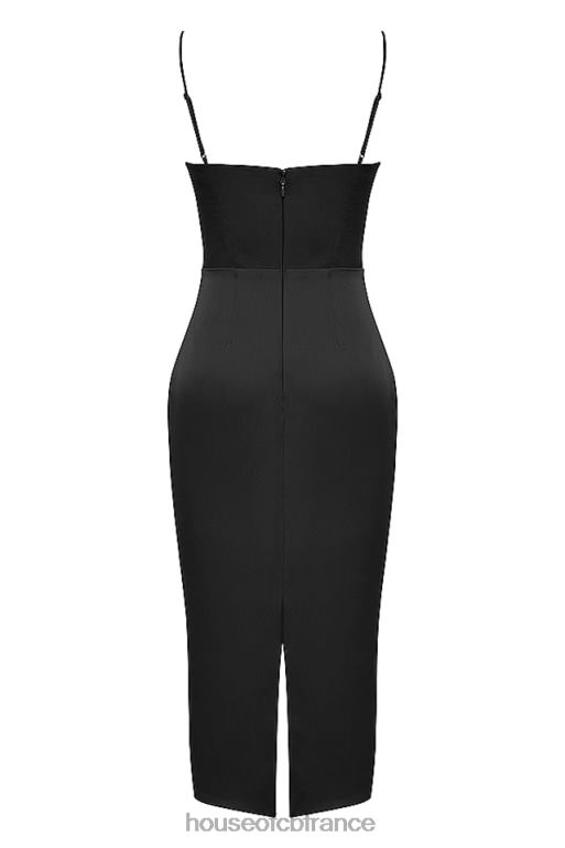 House of CB robe midi corset pointue en satin noir anais N888H489 vêtements