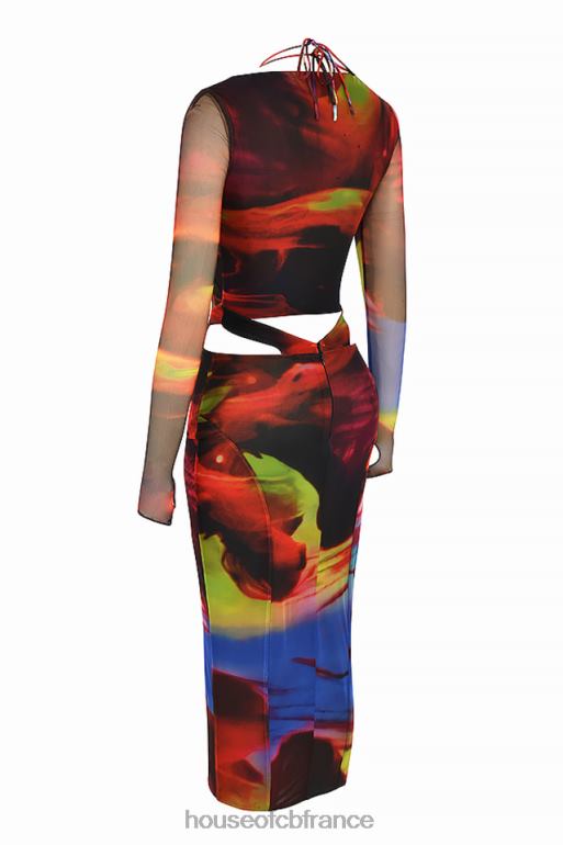 House of CB robe midi à découpes imprimée marina N888H532 vêtements