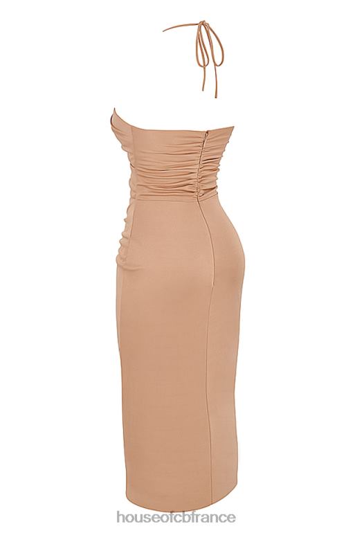 House of CB robe midi à découpes kasia caramel N888H545 vêtements