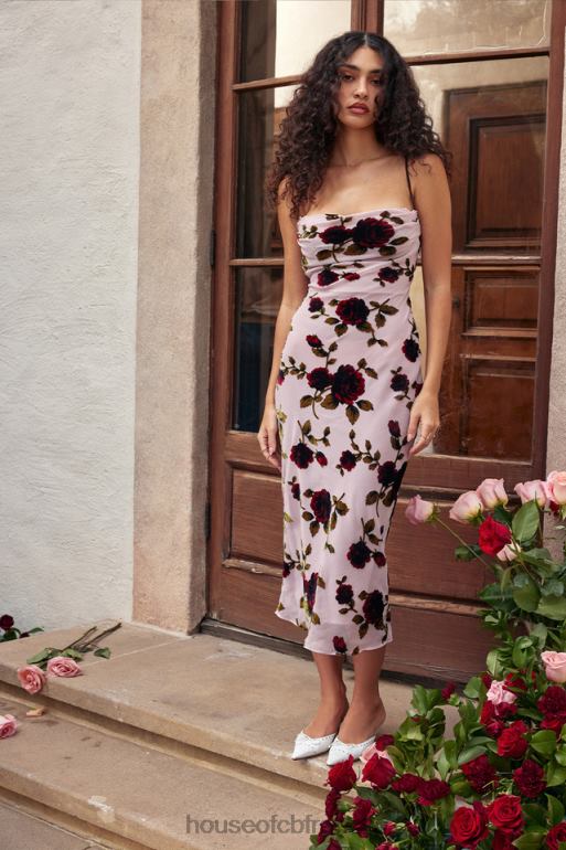 House of CB robe midi dévorée rose azura N888H302 vêtements