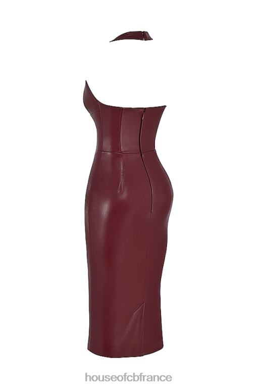 House of CB robe midi en cuir végétalien jaquetta wine N888H378 vêtements