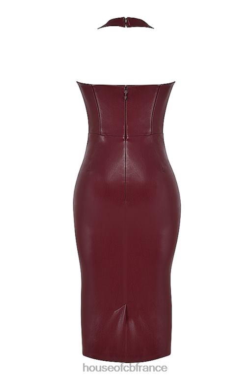 House of CB robe midi en cuir végétalien jaquetta wine N888H378 vêtements