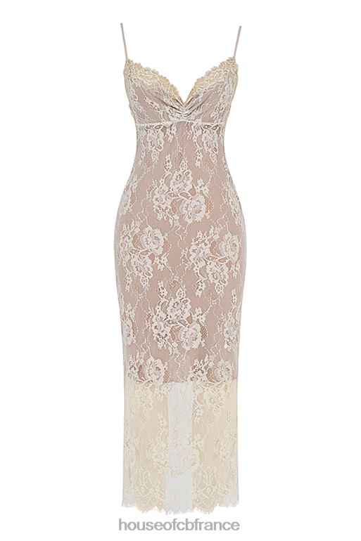 House of CB robe midi en dentelle ivoire antique Serelle N888H345 vêtements