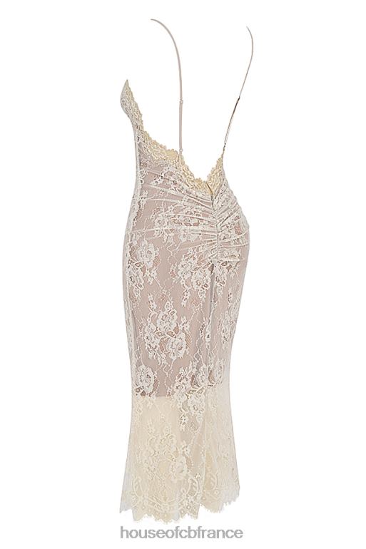 House of CB robe midi en dentelle ivoire antique Serelle N888H345 vêtements