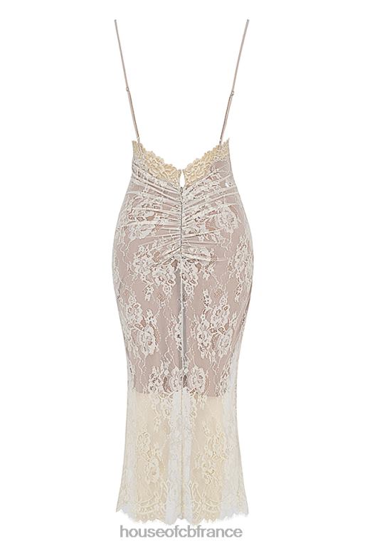 House of CB robe midi en dentelle ivoire antique Serelle N888H345 vêtements