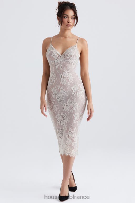 House of CB robe midi en dentelle ivoire antique Serelle N888H345 vêtements