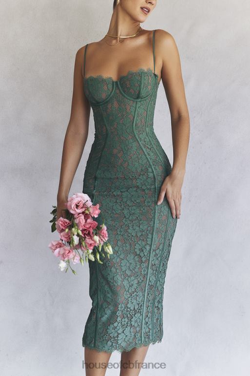 House of CB robe midi en dentelle joelle forest N888H383 vêtements