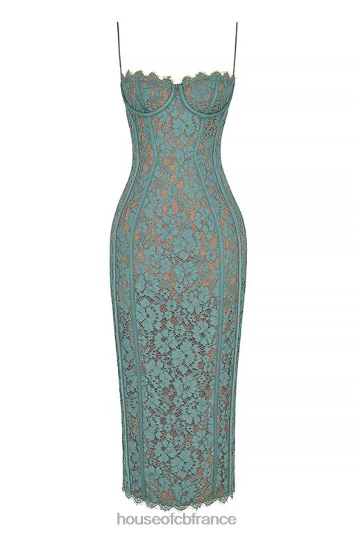 House of CB robe midi en dentelle joelle forest N888H383 vêtements