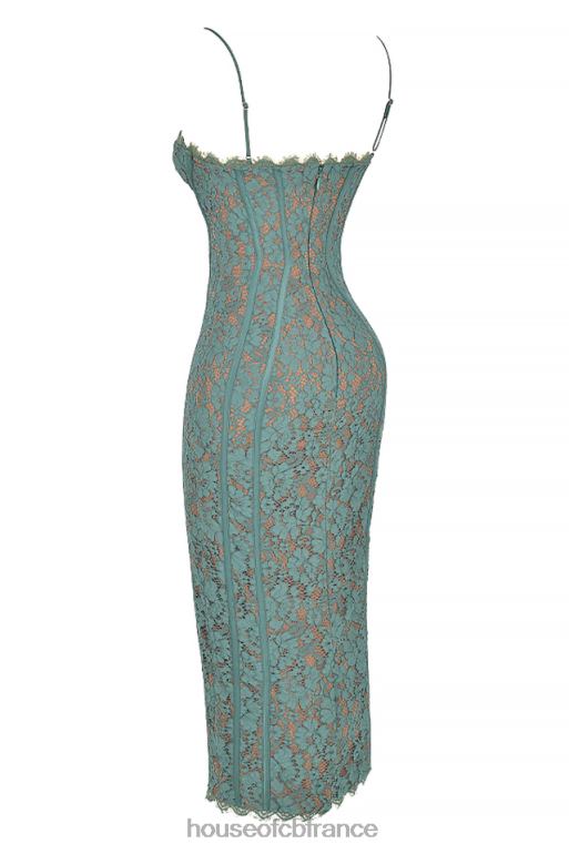 House of CB robe midi en dentelle joelle forest N888H383 vêtements