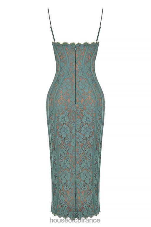 House of CB robe midi en dentelle joelle forest N888H383 vêtements