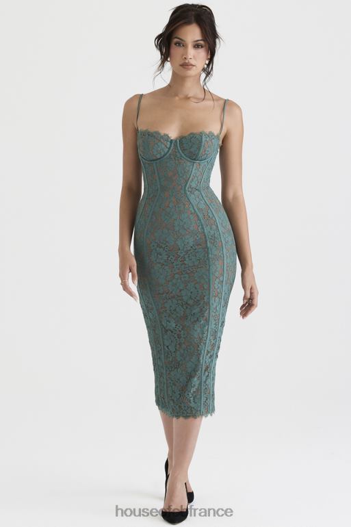 House of CB robe midi en dentelle joelle forest N888H383 vêtements