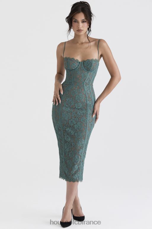 House of CB robe midi en dentelle joelle forest N888H383 vêtements