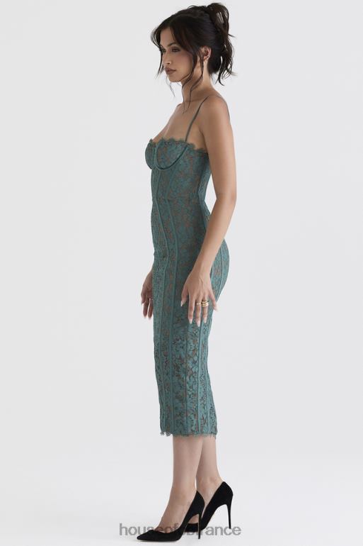 House of CB robe midi en dentelle joelle forest N888H383 vêtements