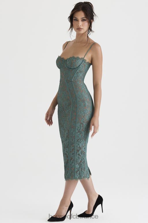 House of CB robe midi en dentelle joelle forest N888H383 vêtements