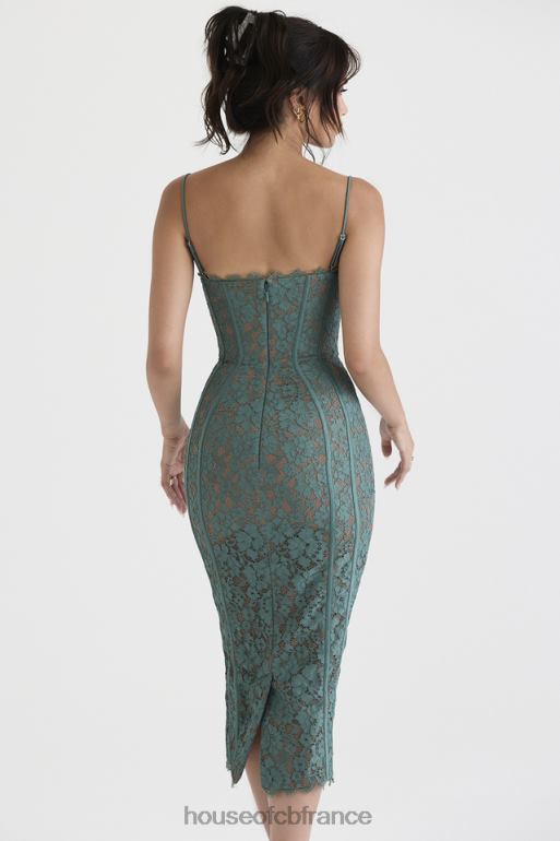 House of CB robe midi en dentelle joelle forest N888H383 vêtements