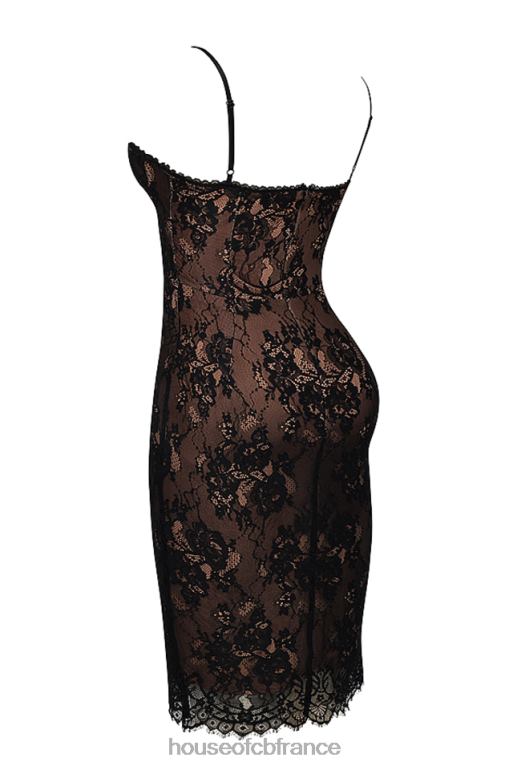 House of CB robe midi en dentelle noire Escala N888H125 vêtements
