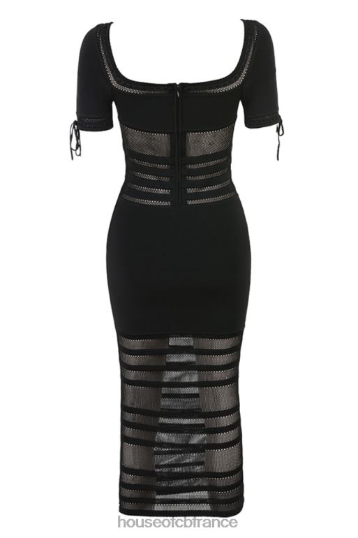 House of CB robe midi en maille ajourée noire lilla N888H362 vêtements