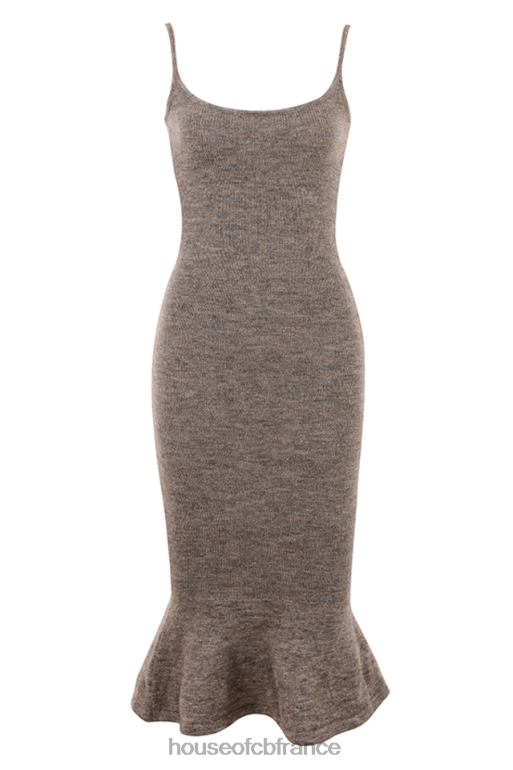 House of CB robe midi en maille chinée marron rani N888H520 vêtements